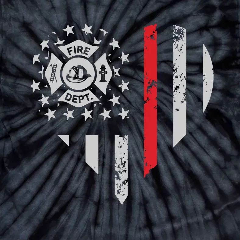 Firefighter Love Thin Red Line Heart 4th Of July USA Flag Tie-Dye T-Shirt