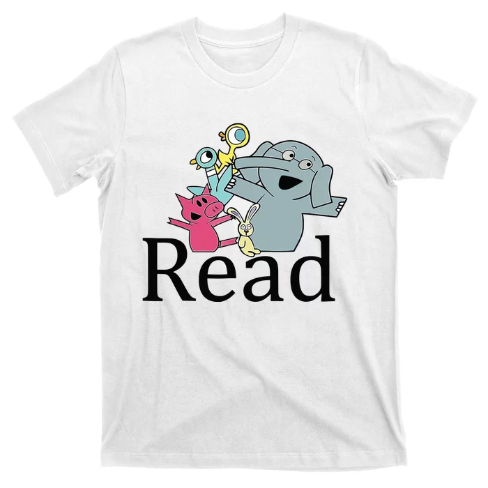 Funny Library Teacher Read Book Club Piggie Elephant Pigeons T-Shirt