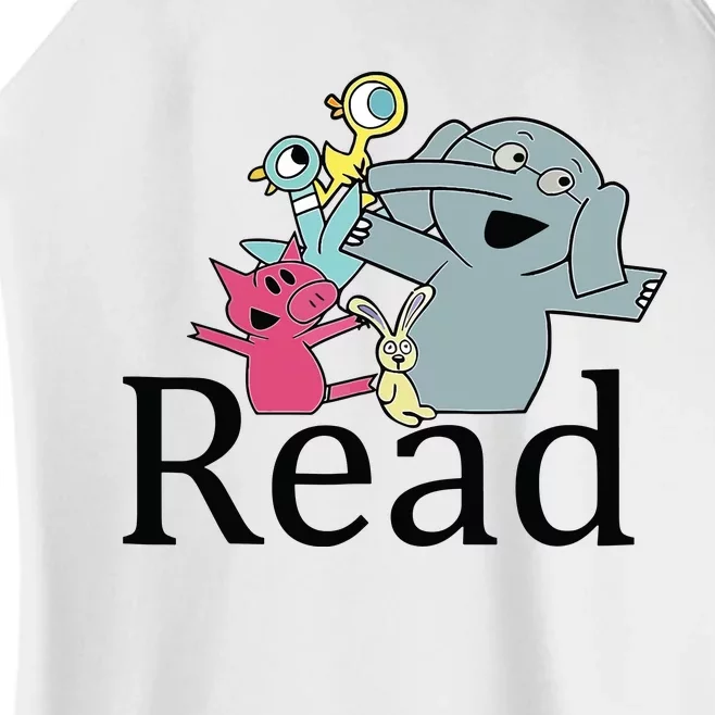 Funny Library Teacher Read Book Club Piggie Elephant Pigeons Women’s Perfect Tri Rocker Tank