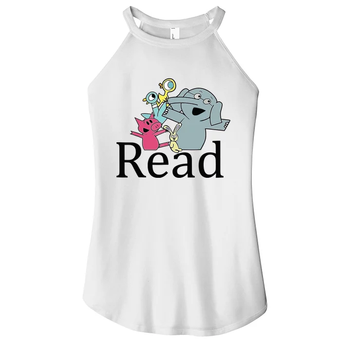 Funny Library Teacher Read Book Club Piggie Elephant Pigeons Women’s Perfect Tri Rocker Tank