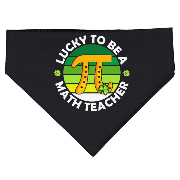 Funny Lucky to Be a Math Teacher Saint Patricks Pi Day Green USA-Made Doggie Bandana