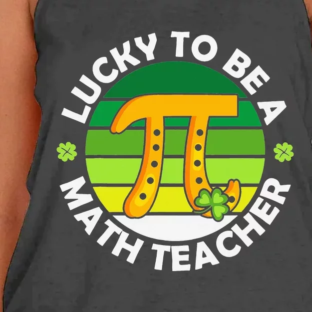 Funny Lucky to Be a Math Teacher Saint Patricks Pi Day Green Women's Knotted Racerback Tank