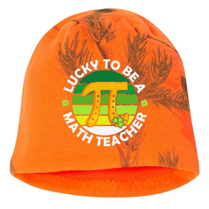 Funny Lucky to Be a Math Teacher Saint Patricks Pi Day Green Kati - Camo Knit Beanie