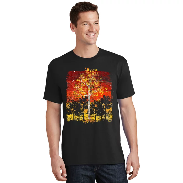 Fall Landscape Thanksgiving Autumn Leaves Forest Fall T-Shirt