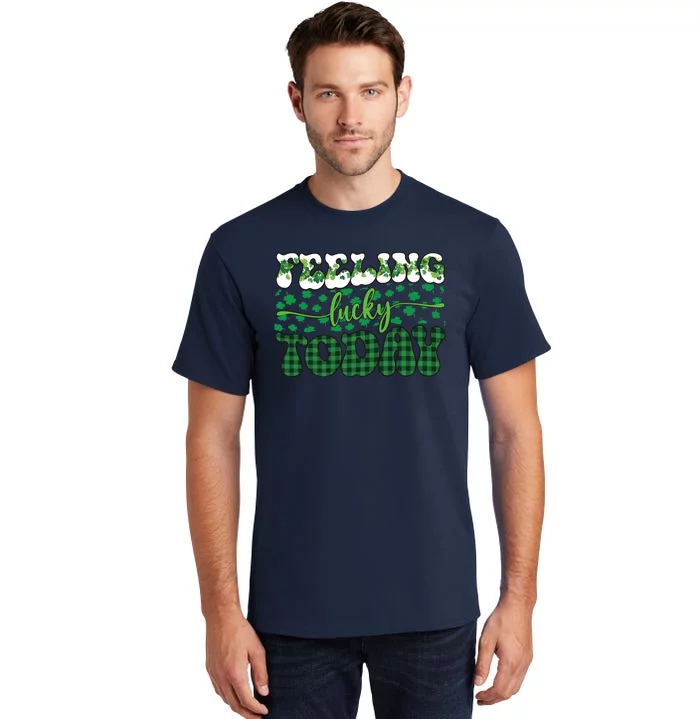 Feeling Lucky Today Plaid Shamrock St Pattricks Day Tall T-Shirt