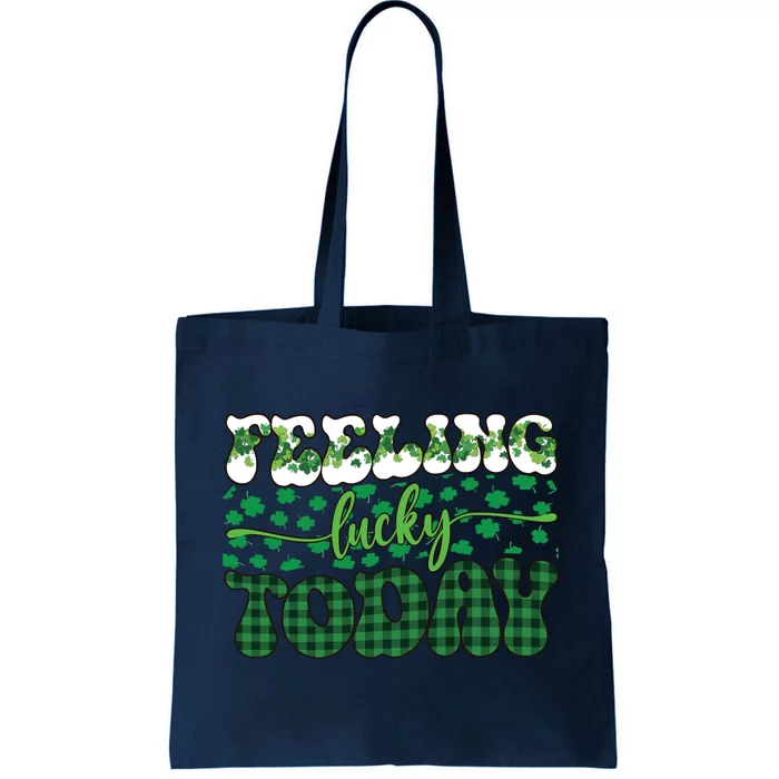 Feeling Lucky Today Plaid Shamrock St Pattricks Day Tote Bag