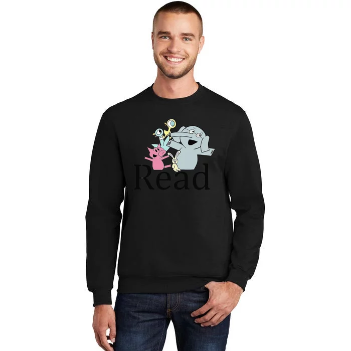 Funny Library Teacher Read Book Club Piggie Elephant Pigeons Tall Sweatshirt