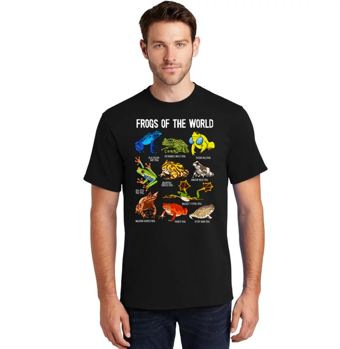 Frog Lover Types Of Frogs Frog Catcher Herpetology Frog Tall T-Shirt