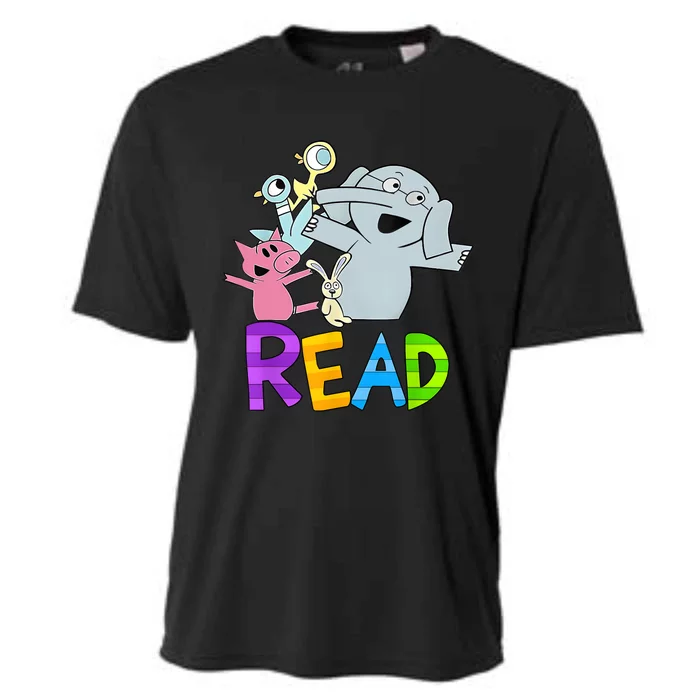 Funny Library Teacher Read Book Club Piggie Elephant Pigeons Cooling Performance Crew T-Shirt