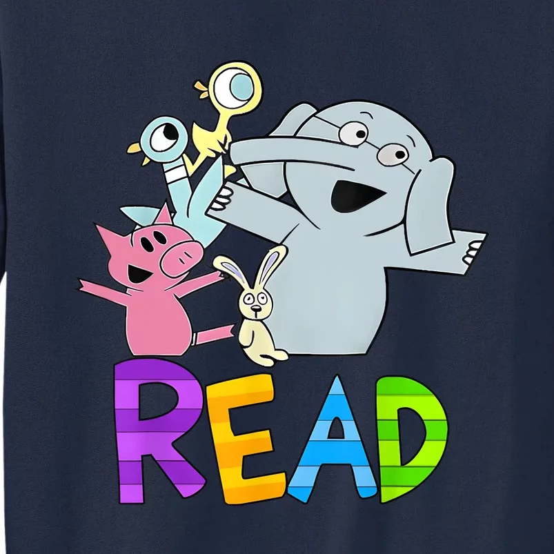 Funny Library Teacher Read Book Club Piggie Elephant Pigeons Tall Sweatshirt