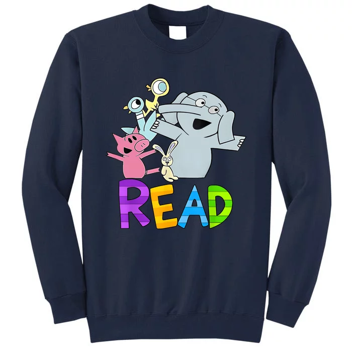 Funny Library Teacher Read Book Club Piggie Elephant Pigeons Tall Sweatshirt