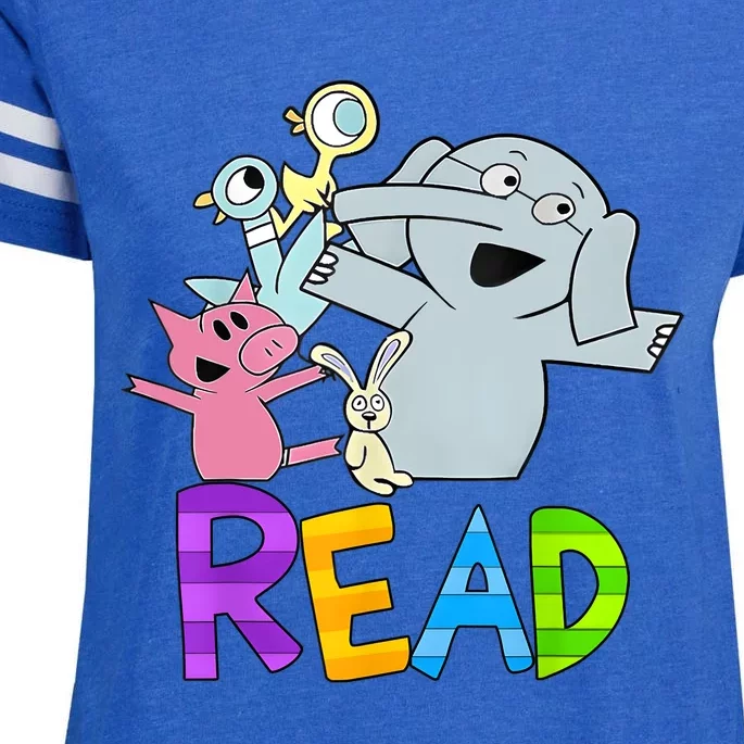 Funny Library Teacher Read Book Club Piggie Elephant Pigeons Enza Ladies Jersey Football T-Shirt