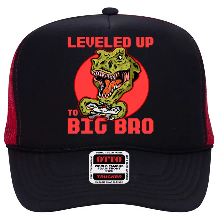 Funny Leveled Up To Big Bro Gamer Gaming Lovers Brother Great Gift High Crown Mesh Trucker Hat