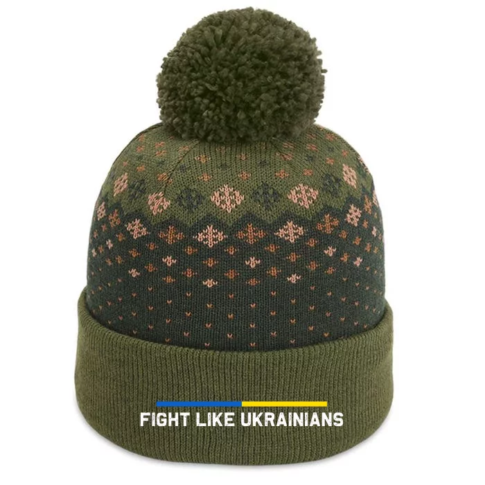 Fight Like Ukrainian Ukraine Flag Support The Baniff Cuffed Pom Beanie