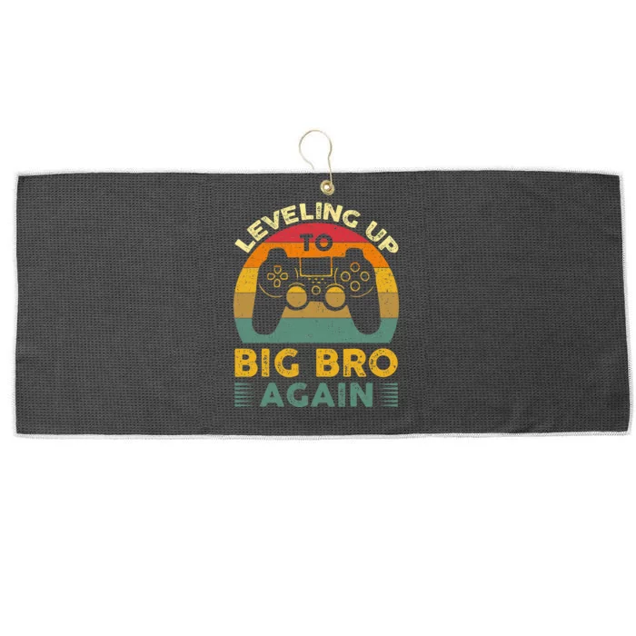 Funny Leveling Up To Big Bro Again Vintage Big Brother Again Large Microfiber Waffle Golf Towel