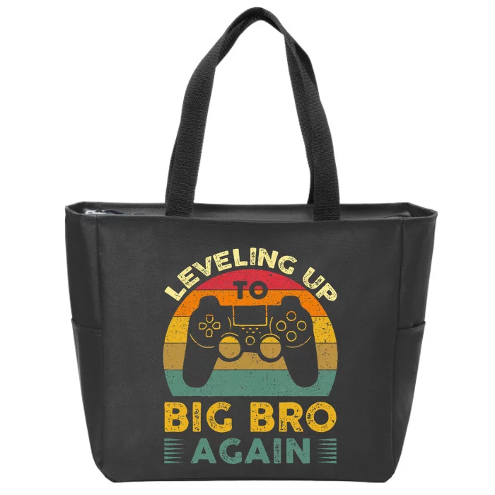 Funny Leveling Up To Big Bro Again Vintage Big Brother Again Zip Tote Bag