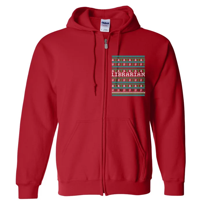 Funny Librarian Ugly Christmas Full Zip Hoodie