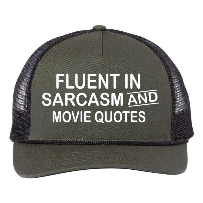 Fluent In Sarcasm And Movie Quotes Retro Rope Trucker Hat Cap