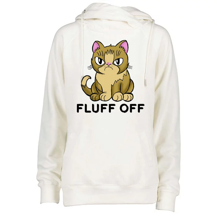 Fluff Off Funny Cat Womens Funnel Neck Pullover Hood