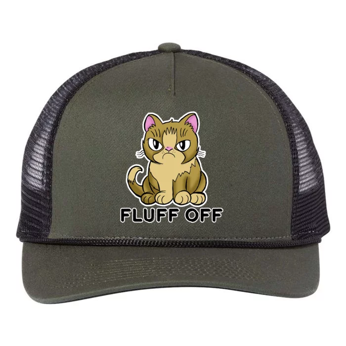 Fluff Off Funny Cat Retro Rope Trucker Hat Cap