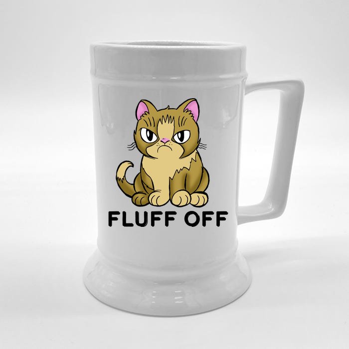 Fluff Off Funny Cat Front & Back Beer Stein