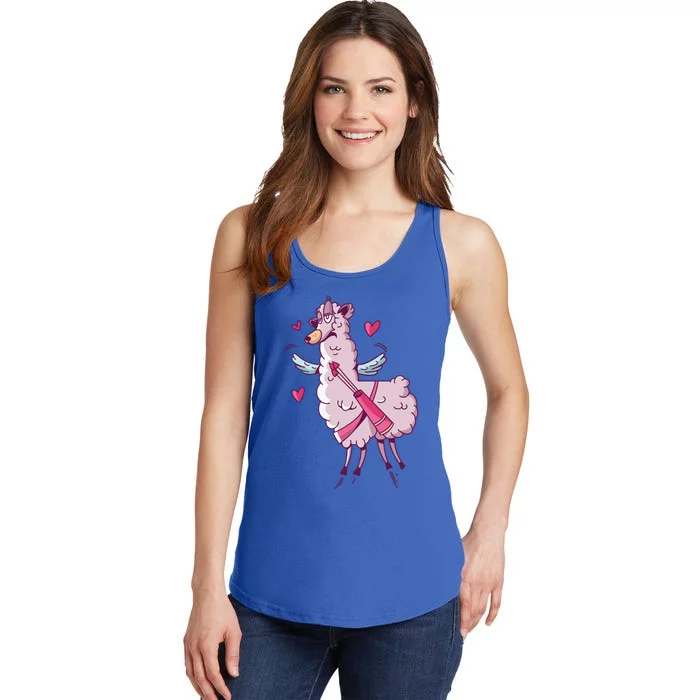 Funny Llama Valentines Day Alpaca Meaningful Gift Ladies Essential Tank