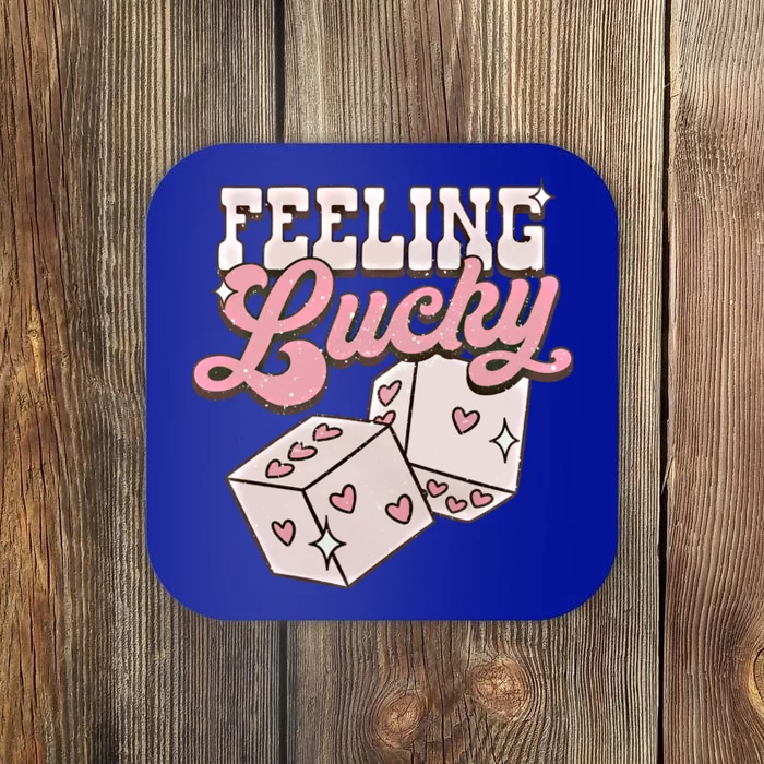 Feeling Lucky Valentines Retro Groovy Xoxo Valentine's Day Cute Gift Coaster