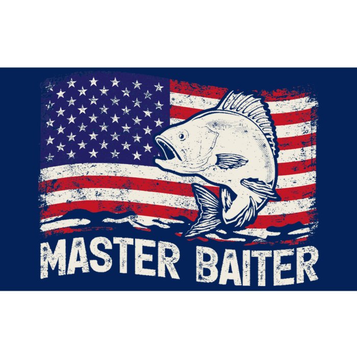 Fishing Lover Vintage American Flag Master Baiter Bumper Sticker