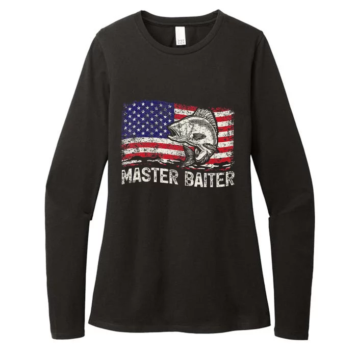 Fishing Lover Vintage American Flag Master Baiter Womens CVC Long Sleeve Shirt