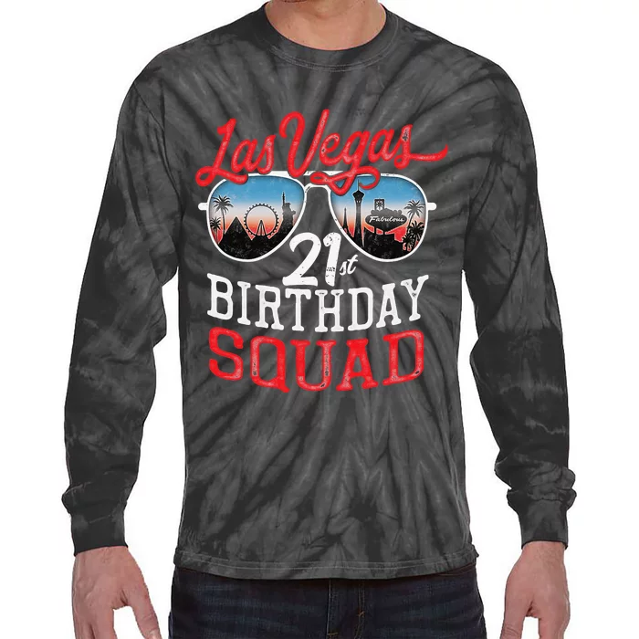 funny Las Vegas 21st Birthday Squad Tie-Dye Long Sleeve Shirt