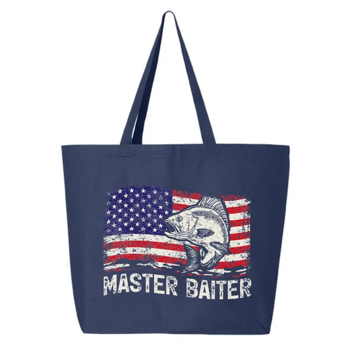 Fishing Lover Vintage American Flag Master Baiter 25L Jumbo Tote