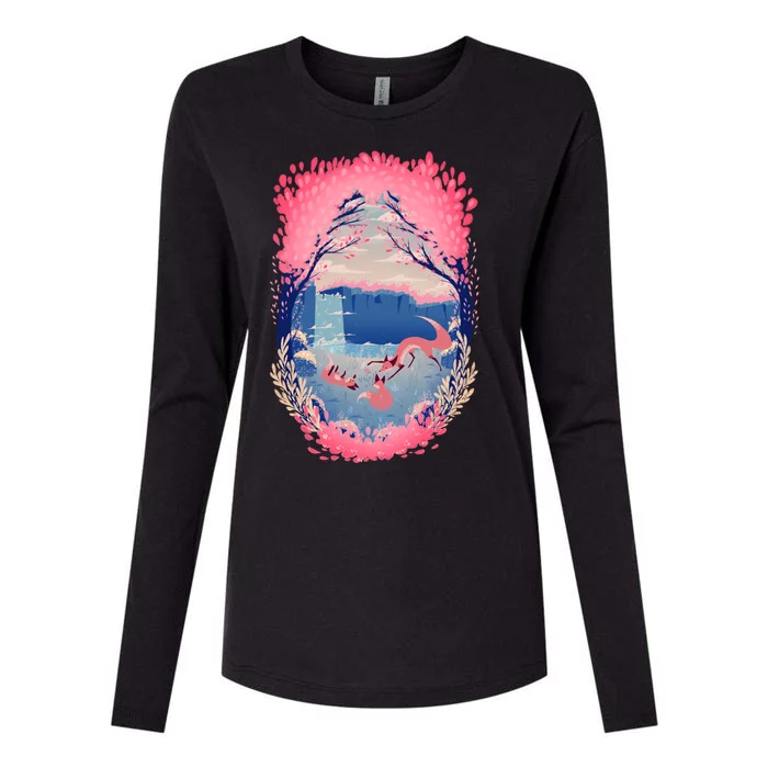 Fox Life View Illustration Womens Cotton Relaxed Long Sleeve T-Shirt