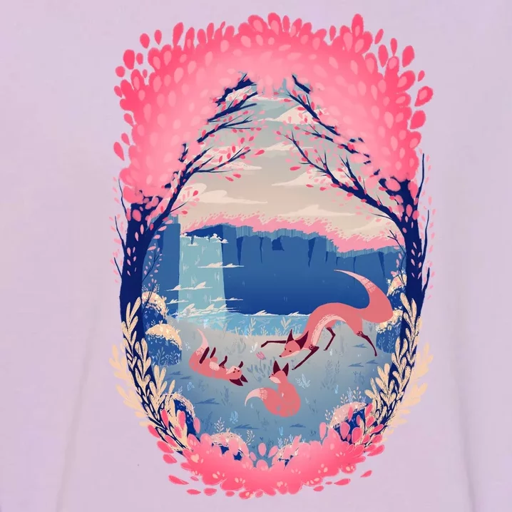 Fox Life View Illustration Garment-Dyed Sweatshirt