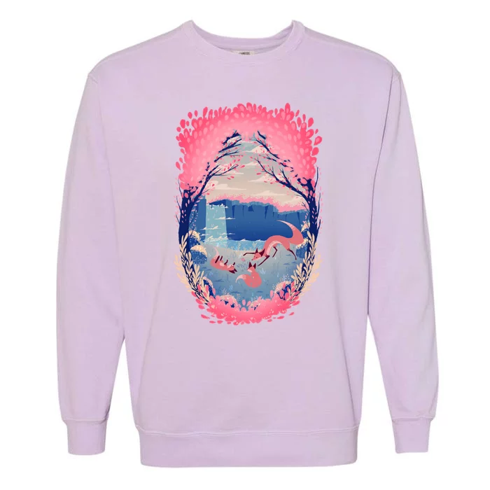 Fox Life View Illustration Garment-Dyed Sweatshirt