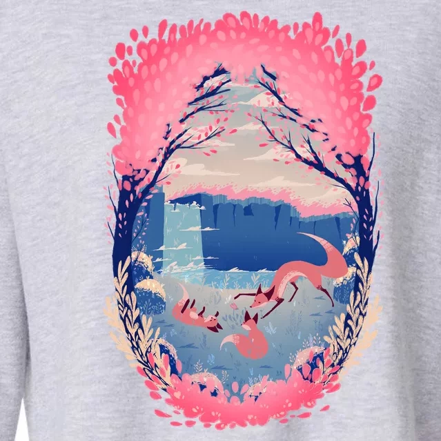 Fox Life View Illustration Cropped Pullover Crew