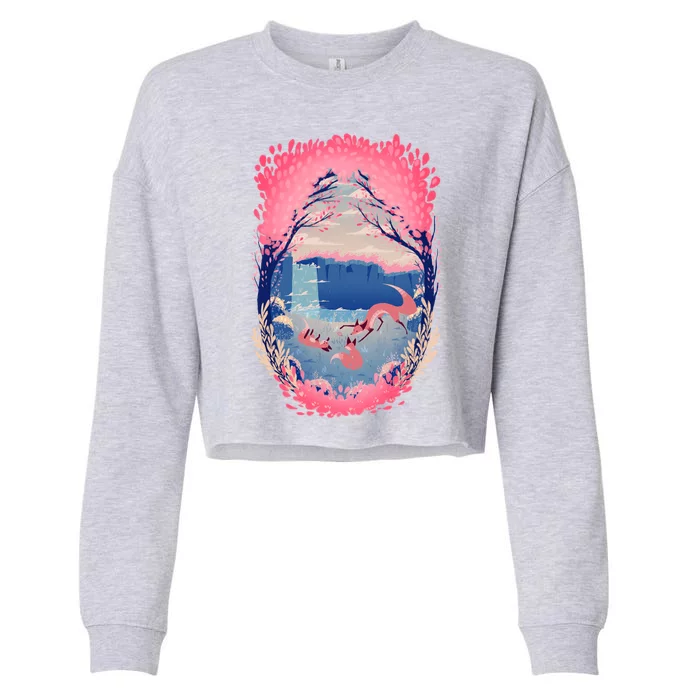 Fox Life View Illustration Cropped Pullover Crew