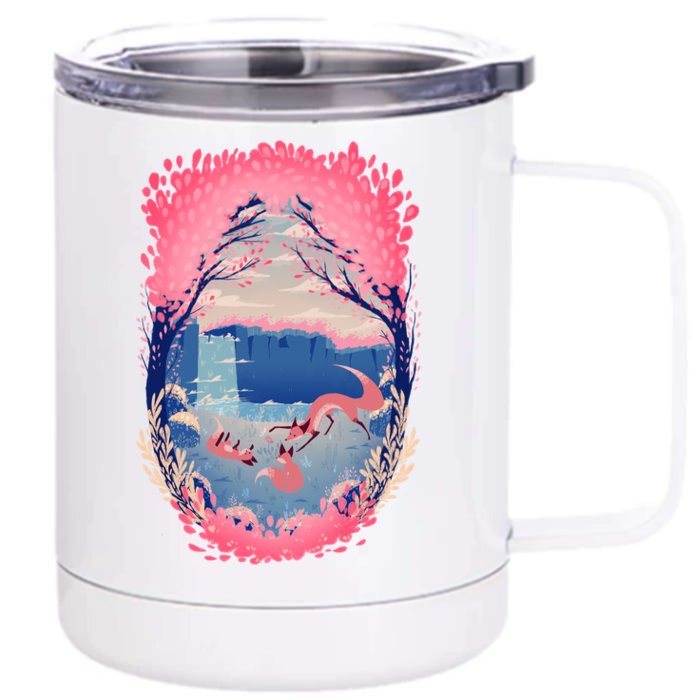 Fox Life View Illustration Front & Back 12oz Stainless Steel Tumbler Cup