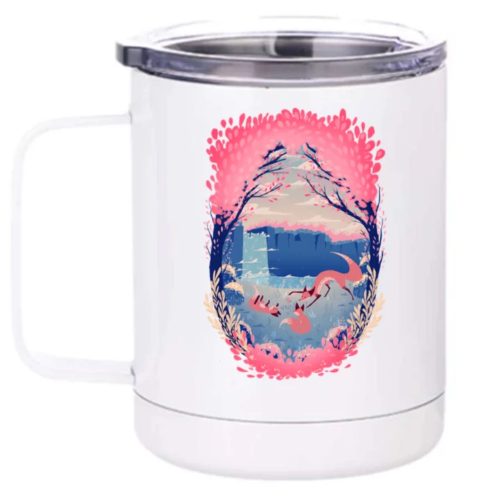 Fox Life View Illustration Front & Back 12oz Stainless Steel Tumbler Cup