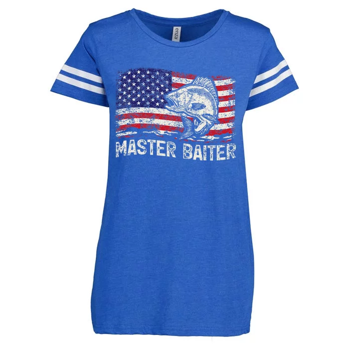 Fishing Lover Vintage American Flag Master Baiter Enza Ladies Jersey Football T-Shirt