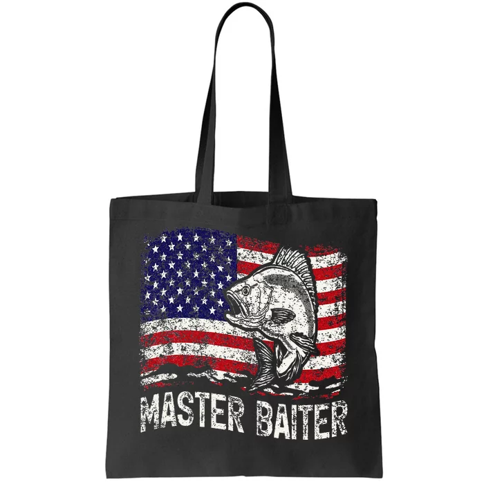 Fishing Lover Vintage American Flag Master Baiter Tote Bag