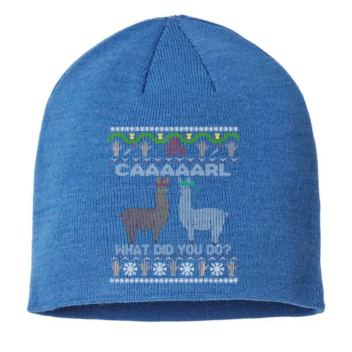 Funny Llama With Hats Christmas Look Carl What Did You Do 8 1/2in Sustainable Knit Beanie