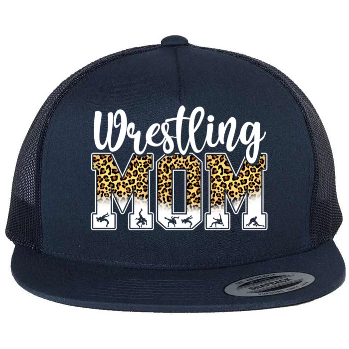 Funny Leopard Wrestling Mom Wrestler Mother's Day Gift Flat Bill Trucker Hat