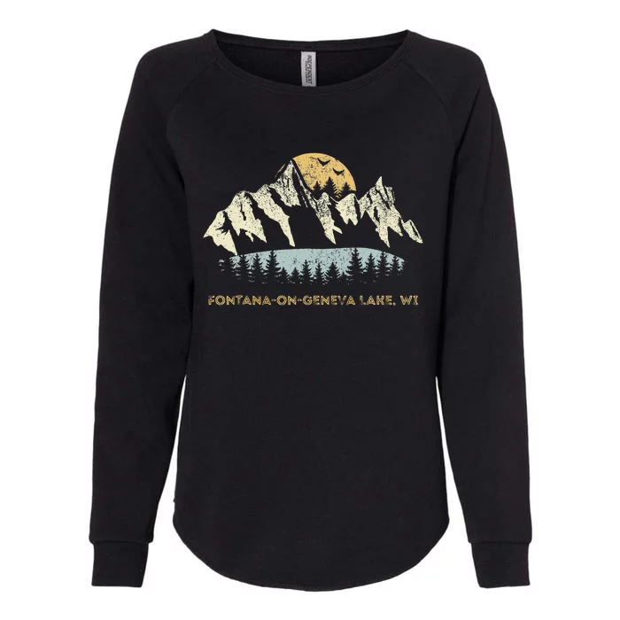 Fontanaongeneva Lake Wisconsin Mountain Sunset Sunrise Womens California Wash Sweatshirt