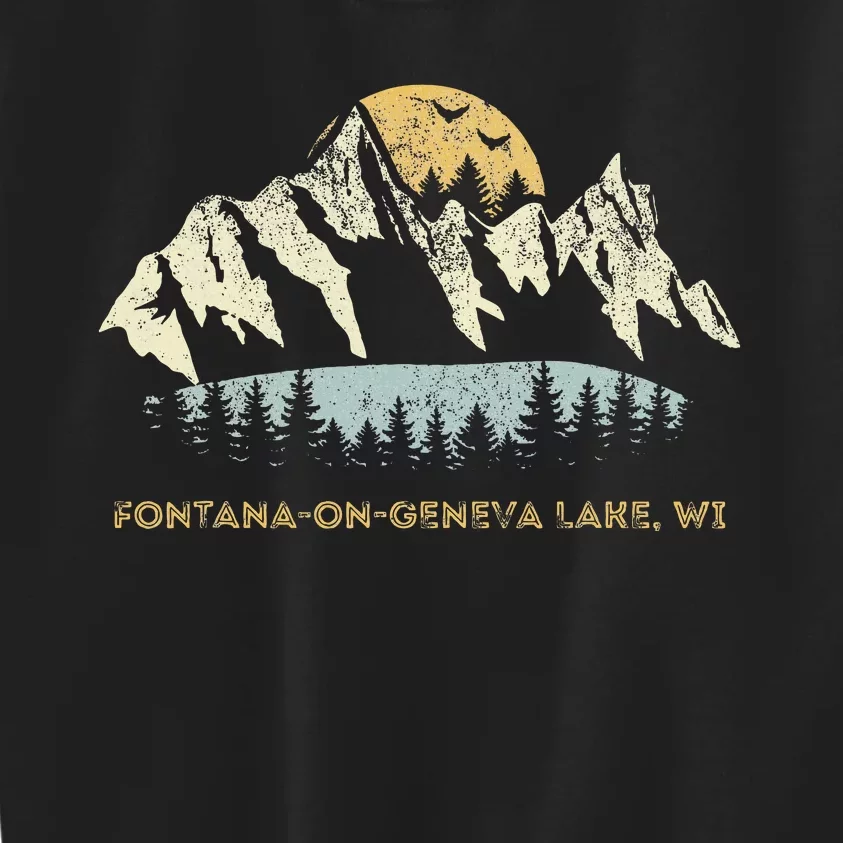 Fontanaongeneva Lake Wisconsin Mountain Sunset Sunrise Kids Sweatshirt