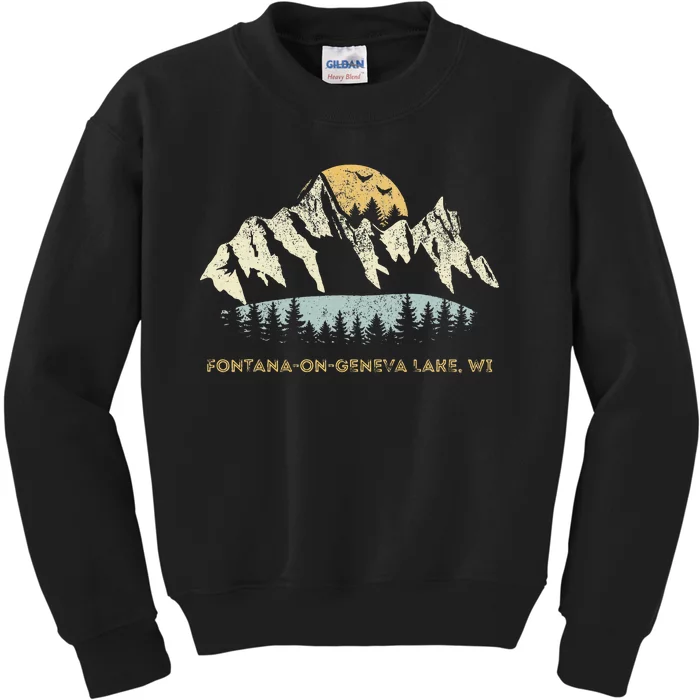 Fontanaongeneva Lake Wisconsin Mountain Sunset Sunrise Kids Sweatshirt