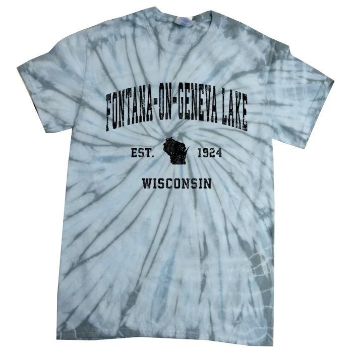 Fontanaongeneva Lake Wisconsin Wi Vintage Established Athletic Tie-Dye T-Shirt