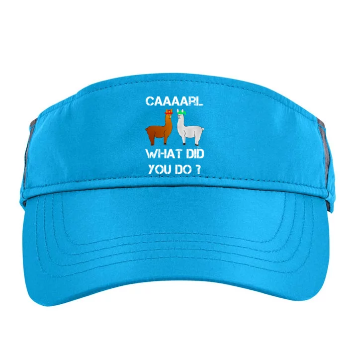 Funny Llama With Hats Gift Lama With Hat Carl What Did You Do Gift Adult Drive Performance Visor