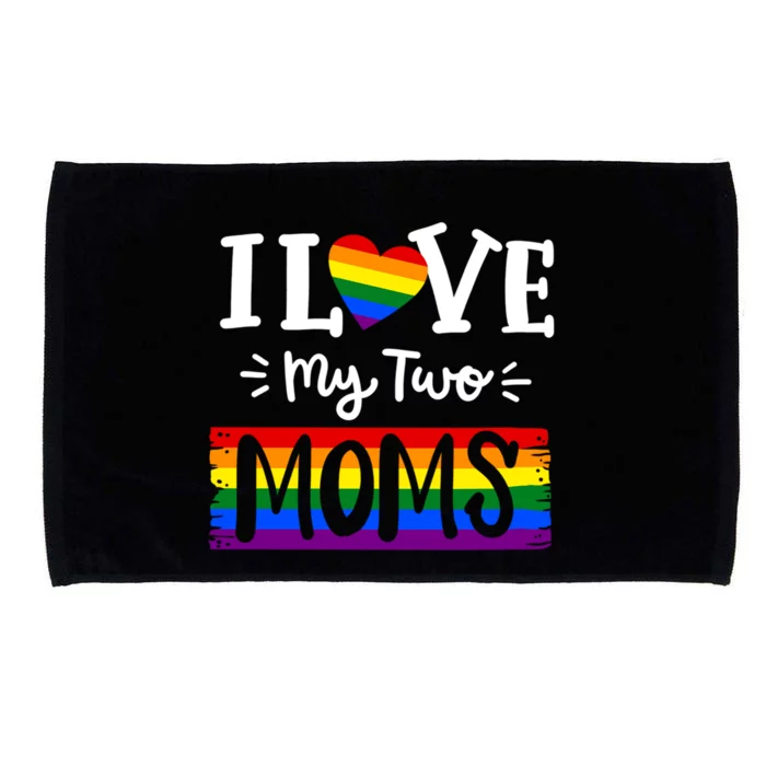 Funny Love Wins Lgbtq Pride I Love My Two Moms Lesbian Microfiber Hand Towel