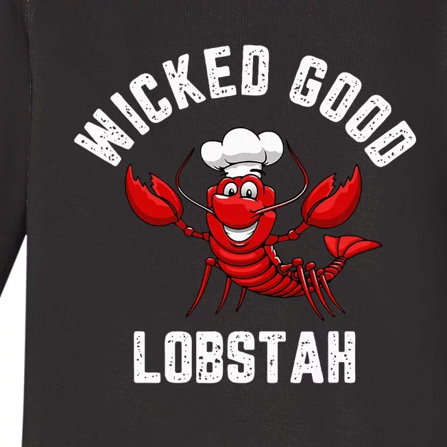 Funny Lobster Wicked Good Lobstah Maine New England Baby Long Sleeve Bodysuit