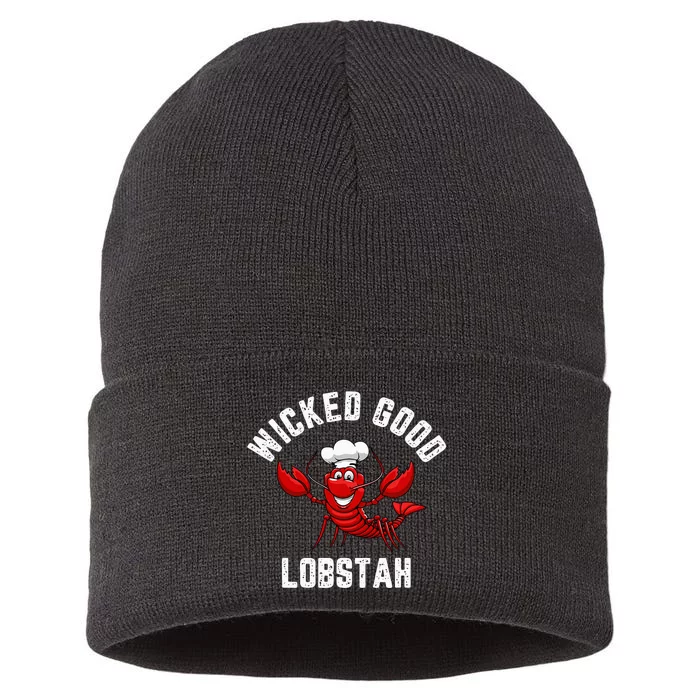 Funny Lobster Wicked Good Lobstah Maine New England Sustainable Knit Beanie